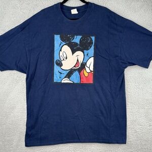 Vintage T Shirt The Disney Store Mickey Mouse Blue Size 2XL USA Short Sleeve
